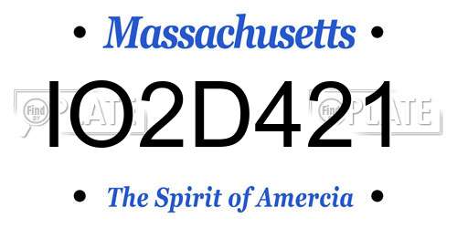 IO2D421 Massachusetts License Plate
