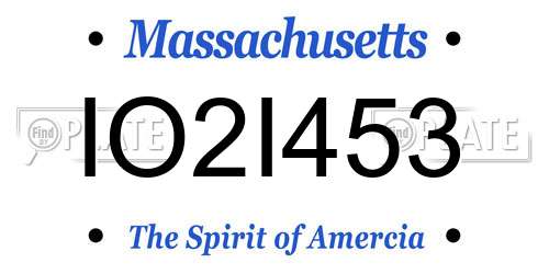 IO2I453 Massachusetts License Plate