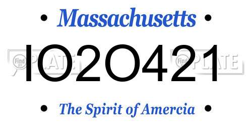 IO2O421 Massachusetts License Plate