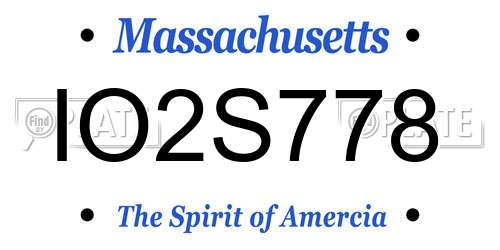 IO2S778 Massachusetts License Plate