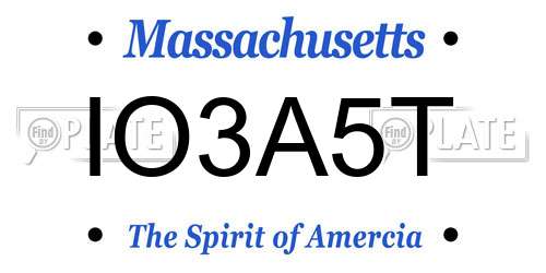 IO3A5T Massachusetts License Plate