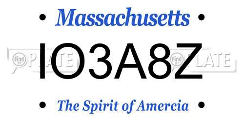 IO3A8Z Massachusetts License Plate