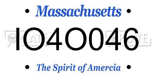 IO4O046 Massachusetts License Plate