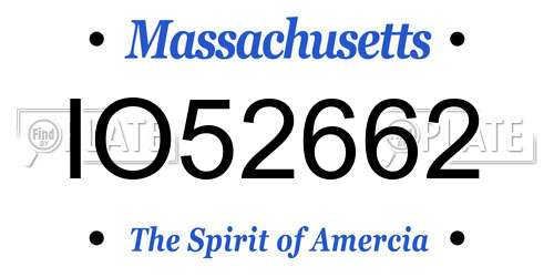 IO52662 Massachusetts License Plate