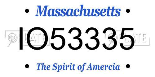 IO53335 Massachusetts License Plate