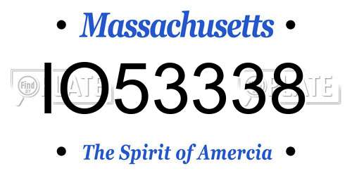 IO53338 Massachusetts License Plate