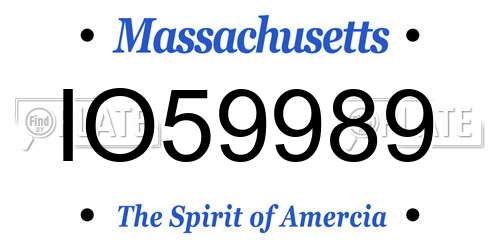 IO59989 Massachusetts License Plate