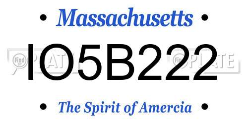 IO5B222 Massachusetts License Plate