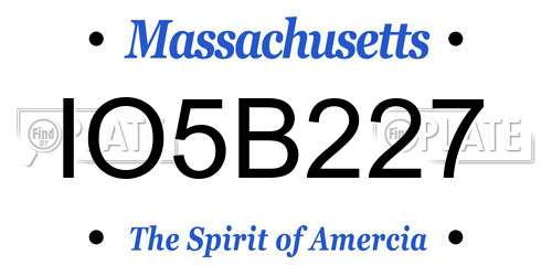 IO5B227 Massachusetts License Plate