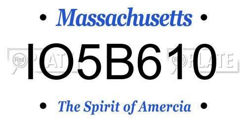 IO5B610 Massachusetts License Plate