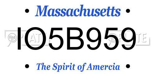 IO5B959 Massachusetts License Plate