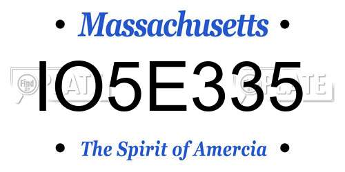 IO5E335 Massachusetts License Plate