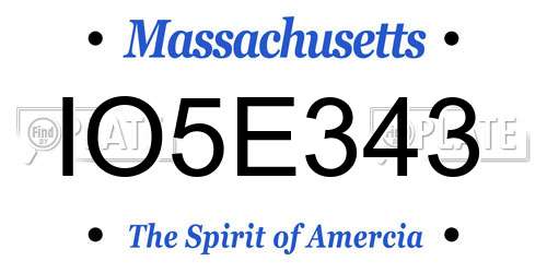 IO5E343 Massachusetts License Plate
