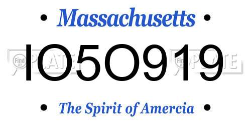 IO5O919 Massachusetts License Plate