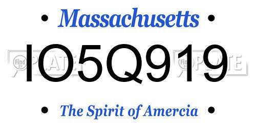 IO5Q919 Massachusetts License Plate