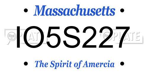 IO5S227 Massachusetts License Plate
