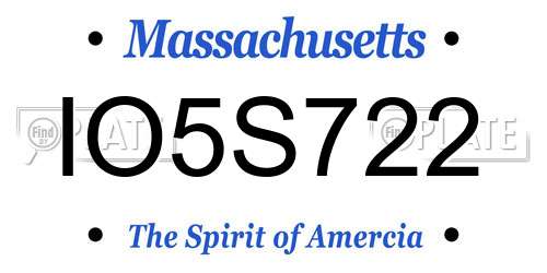 IO5S722 Massachusetts License Plate