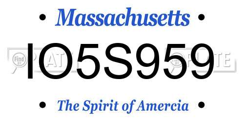 IO5S959 Massachusetts License Plate
