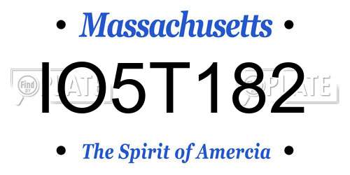 IO5T182 Massachusetts License Plate