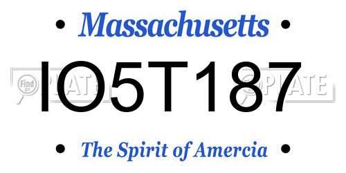 IO5T187 Massachusetts License Plate