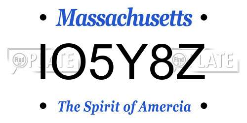 IO5Y8Z Massachusetts License Plate