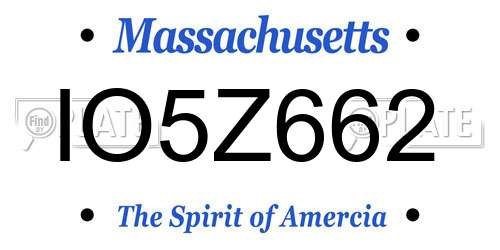 IO5Z662 Massachusetts License Plate
