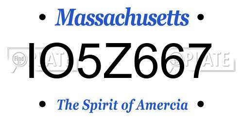 IO5Z667 Massachusetts License Plate