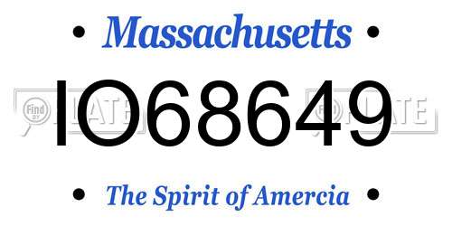 IO68649 Massachusetts License Plate