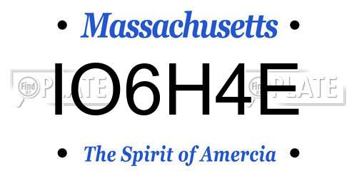 IO6H4E Massachusetts License Plate