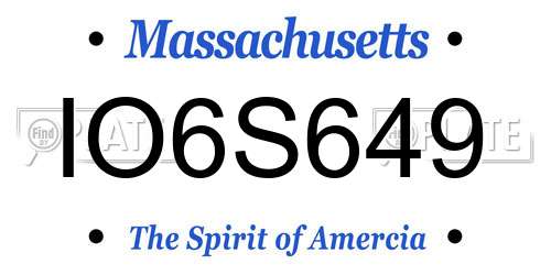 IO6S649 Massachusetts License Plate