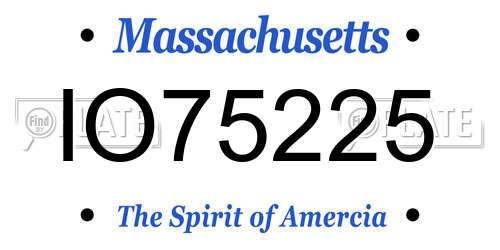 IO75225 Massachusetts License Plate