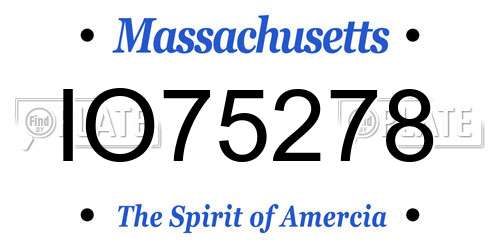 IO75278 Massachusetts License Plate