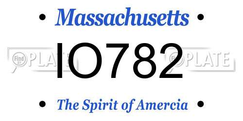 IO782 Massachusetts License Plate