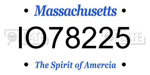 IO78225 Massachusetts License Plate