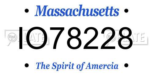 IO78228 Massachusetts License Plate