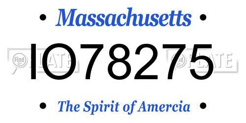 IO78275 Massachusetts License Plate