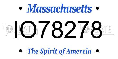 IO78278 Massachusetts License Plate
