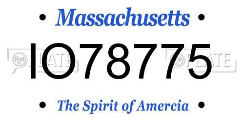 IO78775 Massachusetts License Plate