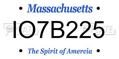 IO7B225 Massachusetts License Plate