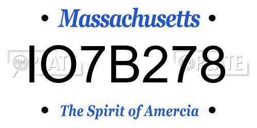 IO7B278 Massachusetts License Plate