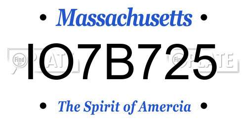 IO7B725 Massachusetts License Plate