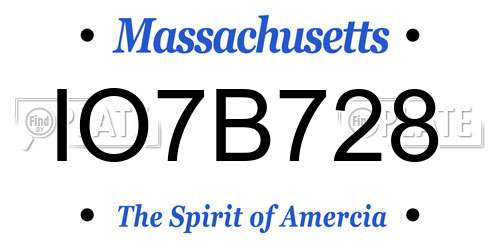 IO7B728 Massachusetts License Plate