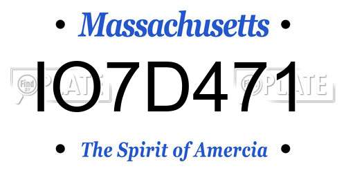 IO7D471 Massachusetts License Plate