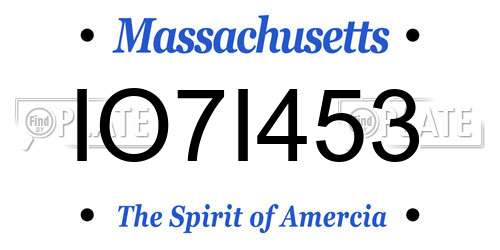 IO7I453 Massachusetts License Plate