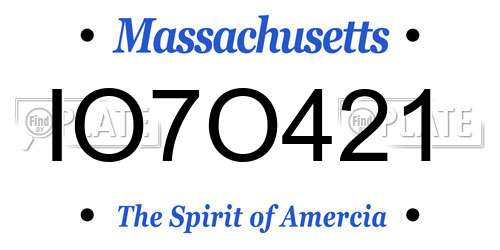 IO7O421 Massachusetts License Plate