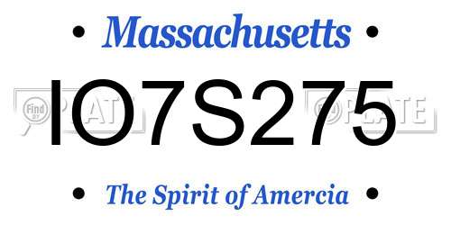 IO7S275 Massachusetts License Plate