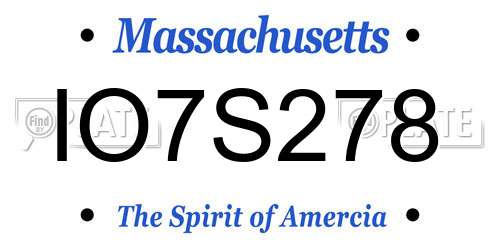 IO7S278 Massachusetts License Plate