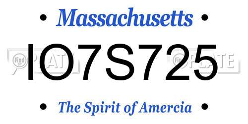 IO7S725 Massachusetts License Plate