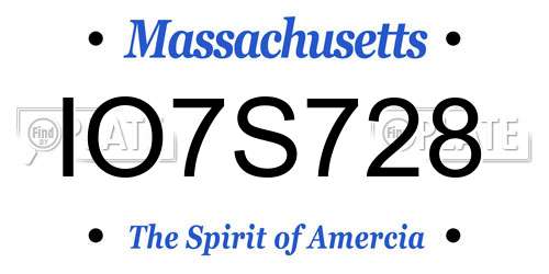 IO7S728 Massachusetts License Plate