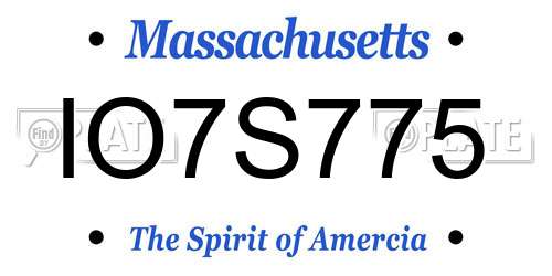 IO7S775 Massachusetts License Plate